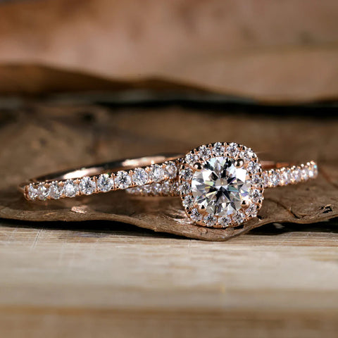 Round Brilliant Cut Lab Created Diamond Bridal Set, 1.50 TCW Lab Grown Diamond Matching Wedding RingSet