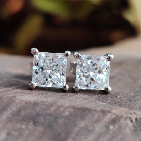 1.90 TCW Princess cut Moissanite Diamond Stud Earrings