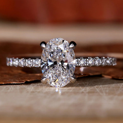 1.13 CT Oval Lab Grown Diamond Engagement Ring, EF/VS Lab Diamond Handmade Ring