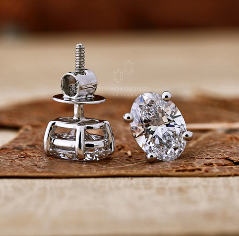 oval lab grown diamond earrings