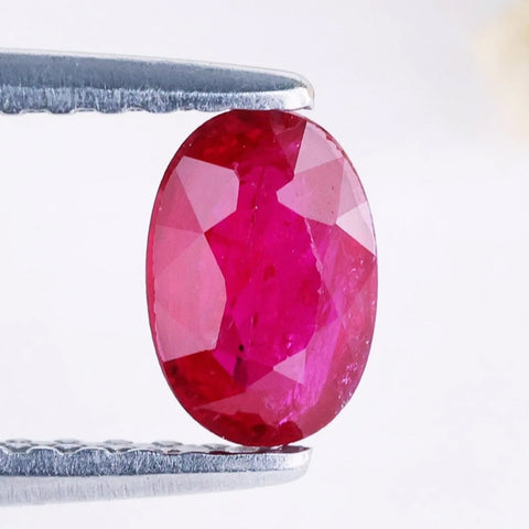 Natural Ruby Gemstone, 0.53 CT Oval Shape Ruby July Birthstone for Custom Jewelry