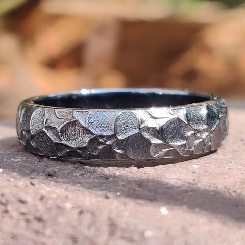 Hammered Finish Oxidized Silver Men's Oxidized Wedding Ring