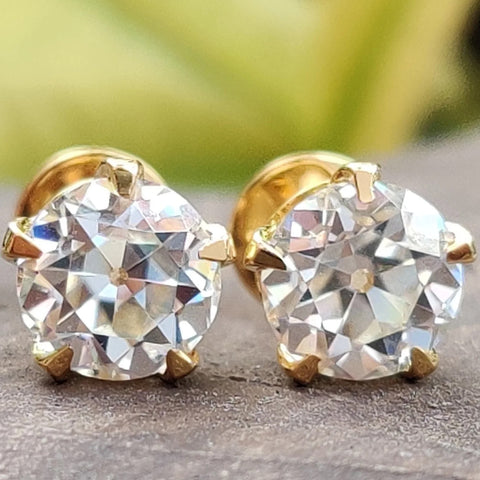 Classic Pair of 2.06 TW Round OEC Lovely Five Prong Moissanite Stud Earrings