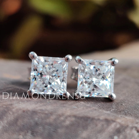 princess cut moissanite earrings - diamondrensu