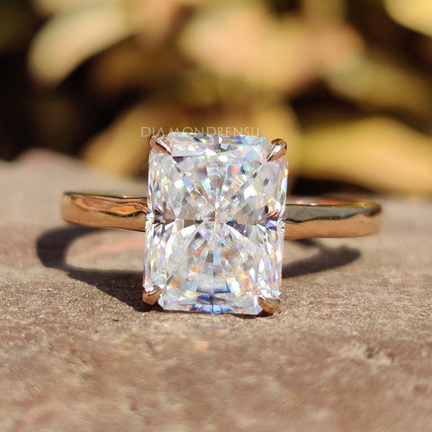 radiant cut moissanite solitaire ring