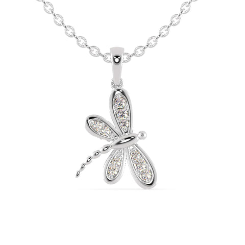 1.30 MM Round Brilliant Cut Colorless Moissanite Butterfly Pendant