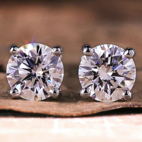 0.25 CT Round Lab Grown Diamond Earrings, Stud Earrings for Women
