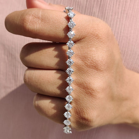 Moissanite Tennis Bracelet - 4.0 MM Round Brilliant Cut Moissanite Wedding Bracelet