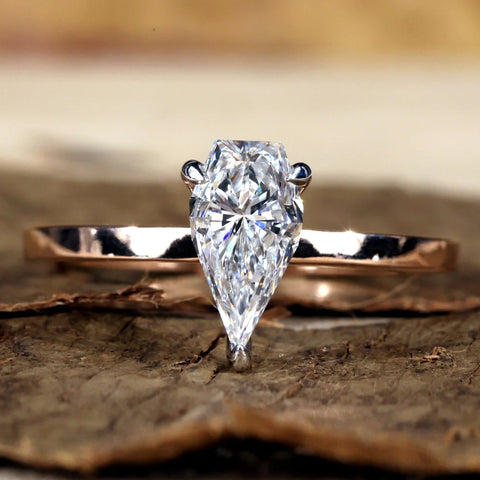 Antique 1 CT Spear Cut Lab Grown Diamond Ring, Solitaire Engagement Ring