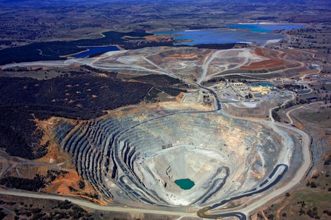 Top view of a gemstone mine having an influence on the environment