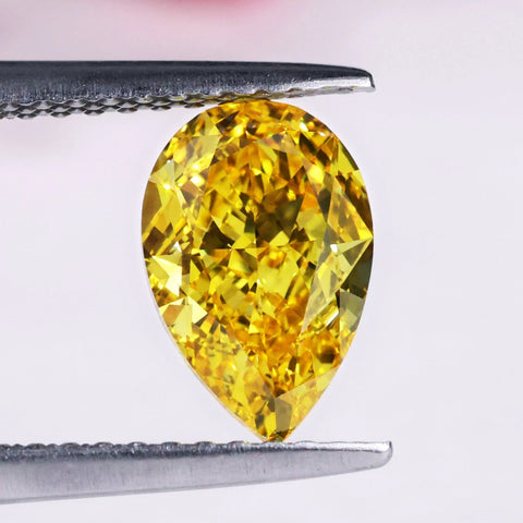 Rare 1.50 CT Pear Cut Yellow Lab Grown Diamond, Loose CVD Diamond