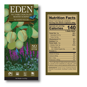 Eden 70% Dark Chocolate Roasted Almond  – 12 Count