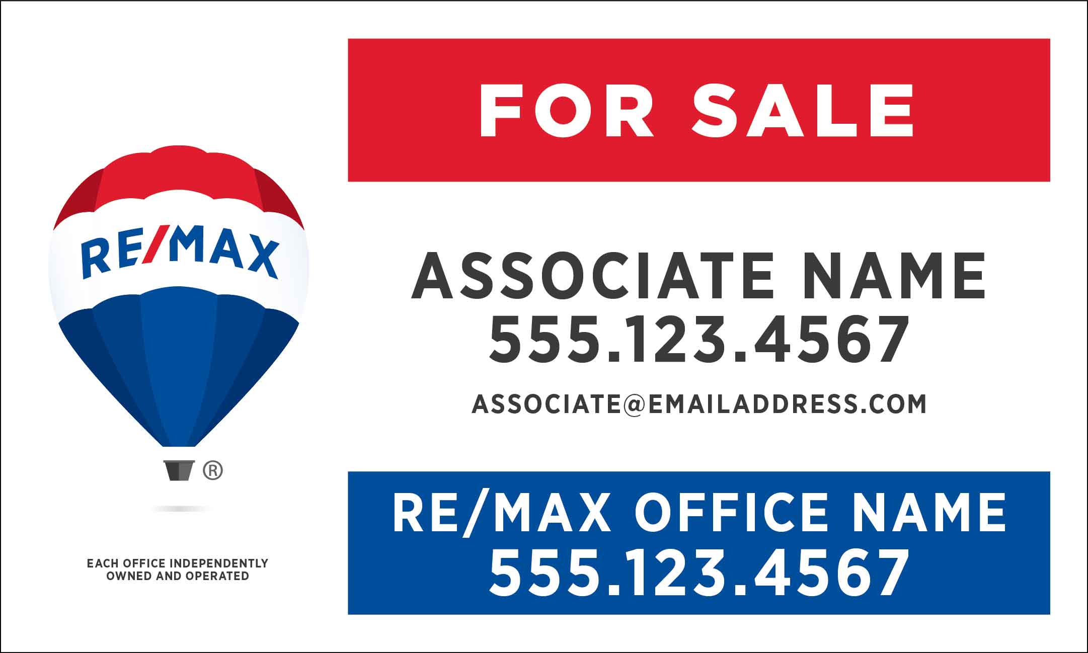 18" x 30" Remax Agent Branded Panel Towers Sign Marketing