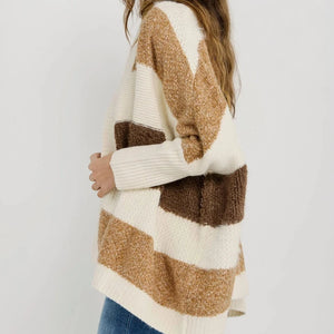 Look by M Pocket Color Block Cardigan - Camel - Prema Home