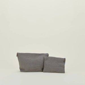 Hawkins New York Simple Linen Zipper Pouch - Large Dark Grey - Prema Home