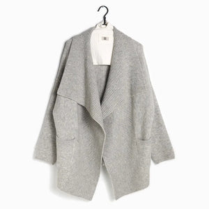 Look by M Pocket Waterfall Double Sided Cardigan - Light Grey - Prema Home