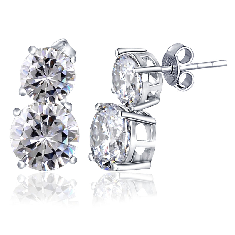 22.55 Ct Round White Cubic Zirconia 925 Sterling Silver Stud Earrings For Women - Daily Butik