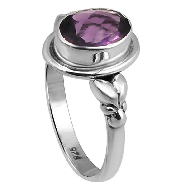 Purple Amethyst Engagement Ring Sterling Silver