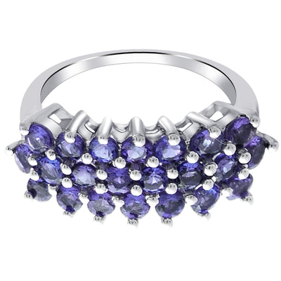 Blue Iolite Cluster Ring Sterling Silver