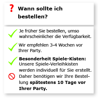 Wann sollte die Party-Kiste bestellt werden