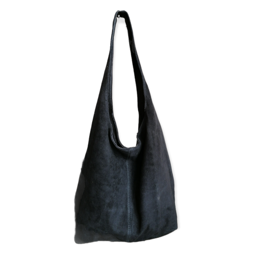 Hobo Bag Morbida in Vera Pelle Scamosciata Grande