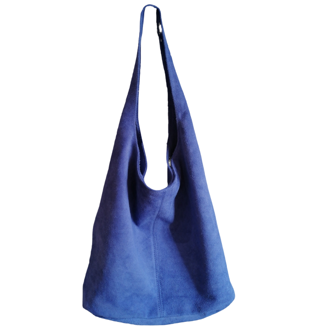 Hobo Bag Morbida in Vera Pelle Scamosciata Grande