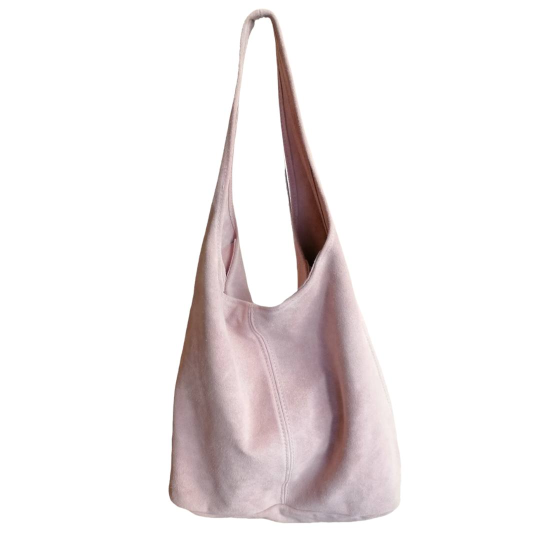 Hobo Bag Morbida in Vera Pelle Scamosciata Grande