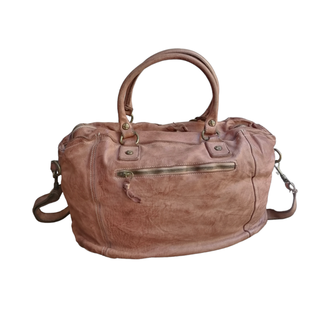 A Meta Prezzo! STOCK SS188 Borsa da Viaggio Cuoio Beige Pelle Intrecciata Sauvage Stile Vintage