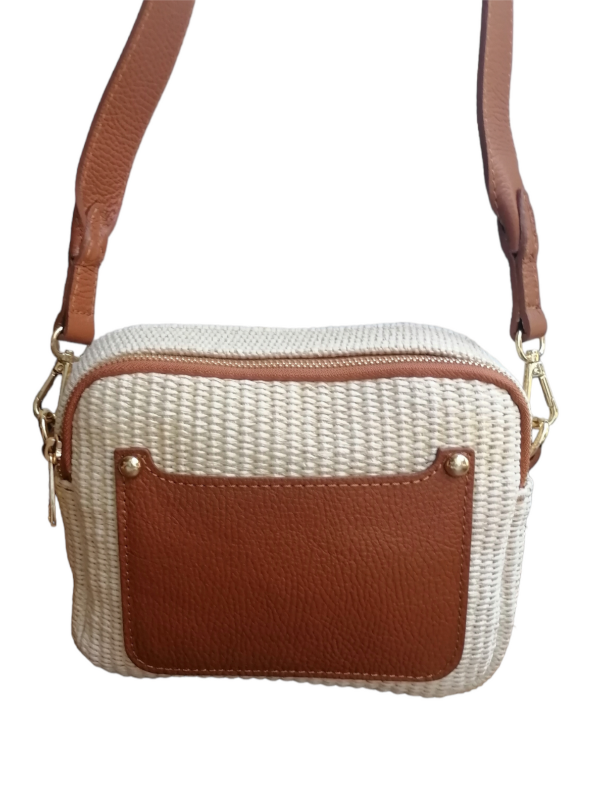 Borsa in Rafia Rifiniture in Pelle Made in Italy