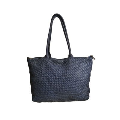 A Meta Prezzo! STOCK SS212 Tote Bag in Vera Pelle Intrecciata Sauvage Stile Vintage