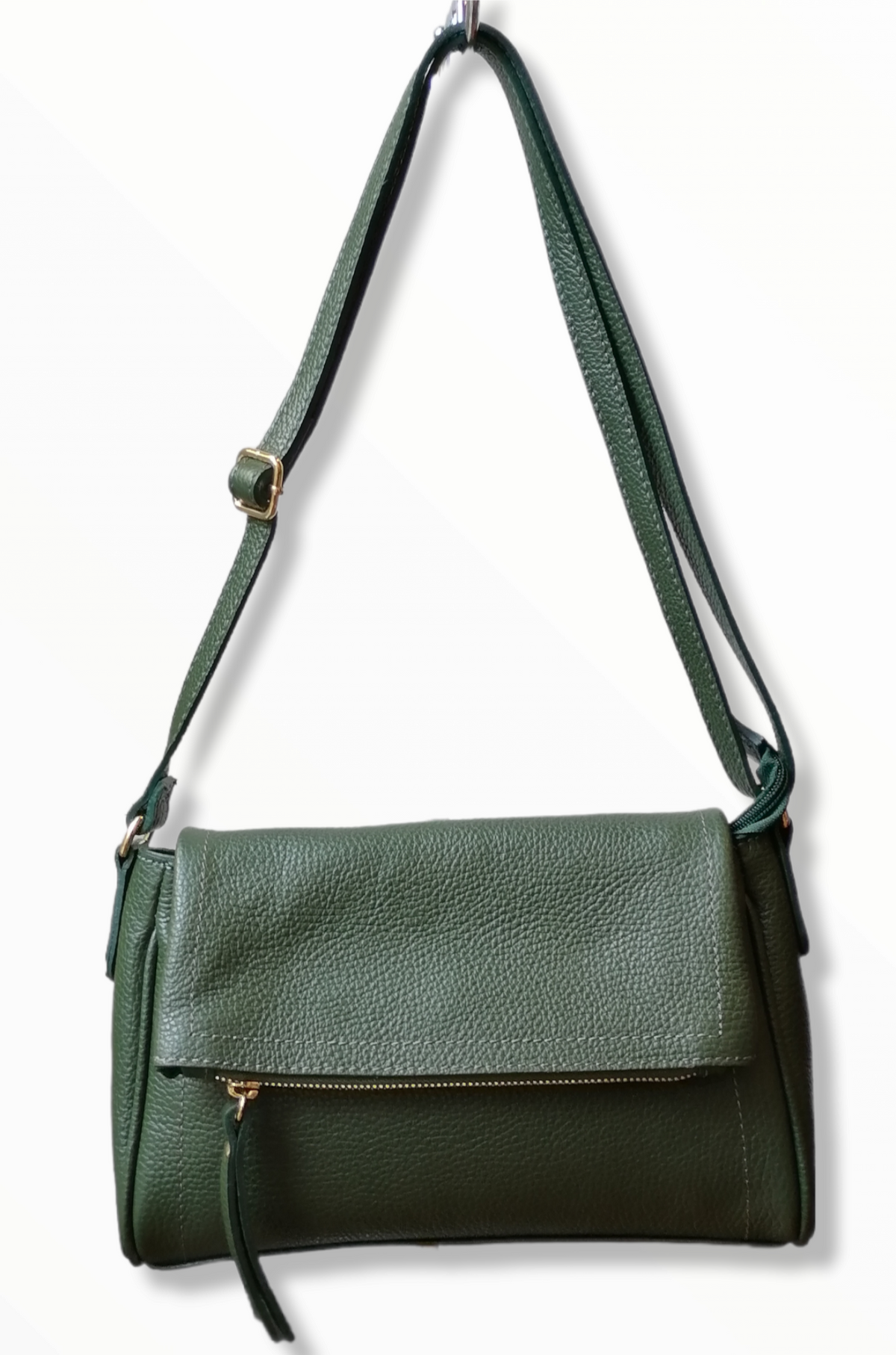 Borsa a Tracolla Design con Zip in Vera Pelle