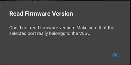 VESC APP couldn't read firmware version