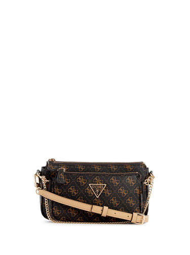 Guess Arie 4G Logo and Peony Crossbody Bag Mocha