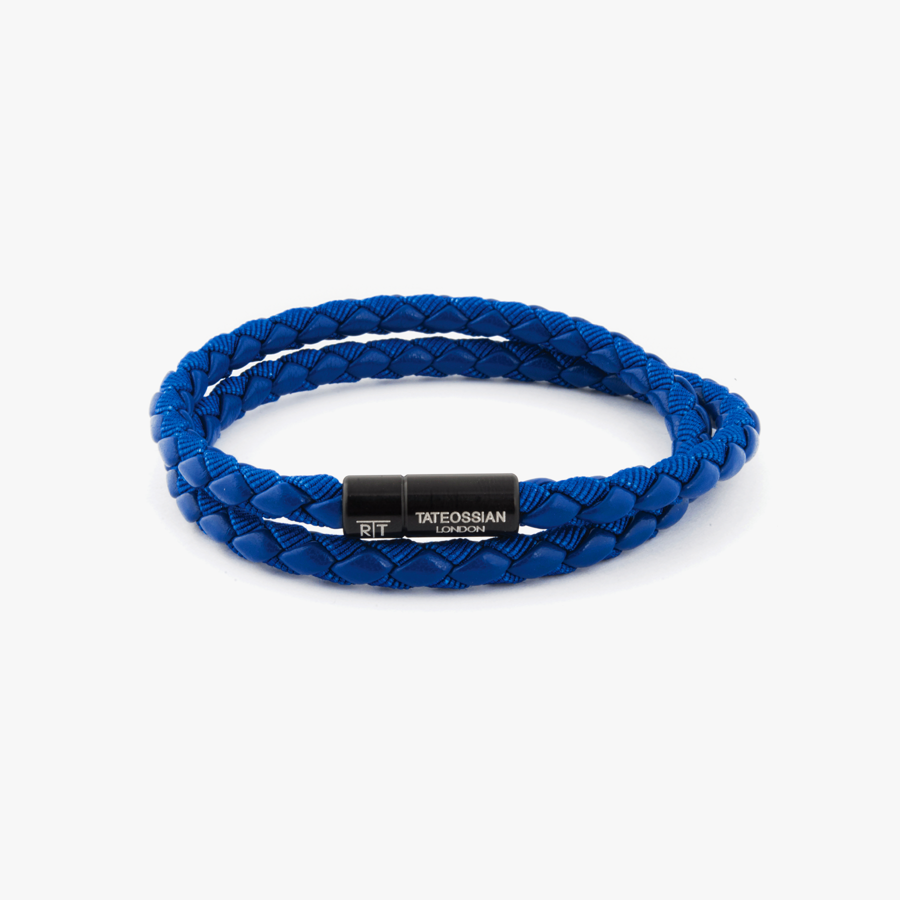 chelsea bracelet in blue eco-leather with black aluminium, m