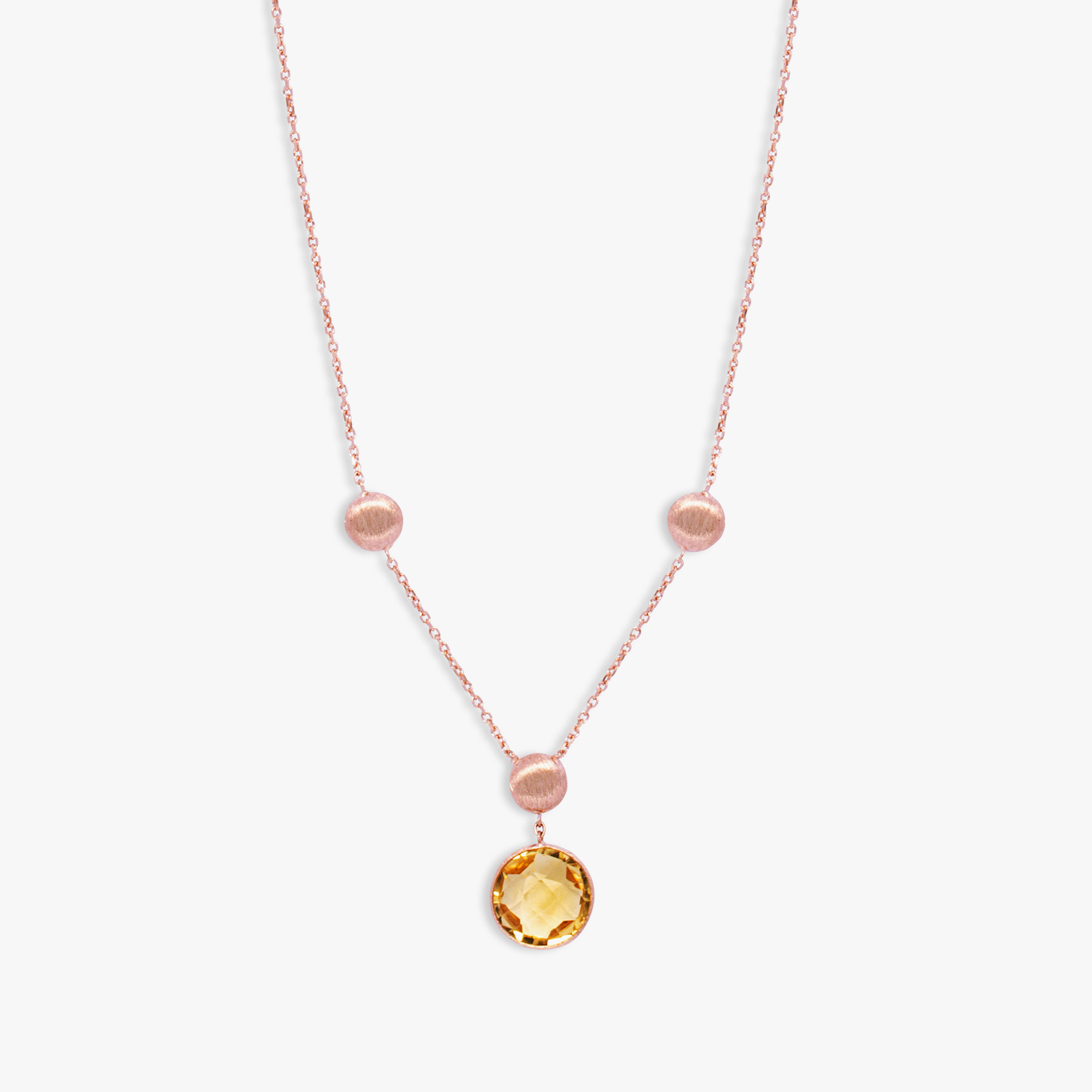 kensington necklace in citrine and 14k satin rose gold