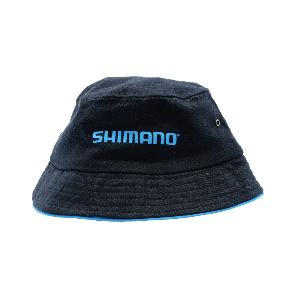 Fish City Hamilton – Shimano Kids Bucket Hat Black With Blue Trim