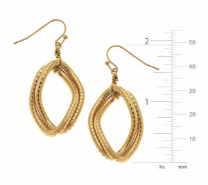 Double Oval Textured Chain Earrings Gold