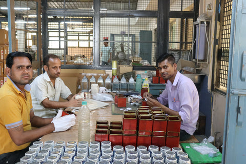 Aksa home decor artisans in their Indian workshop