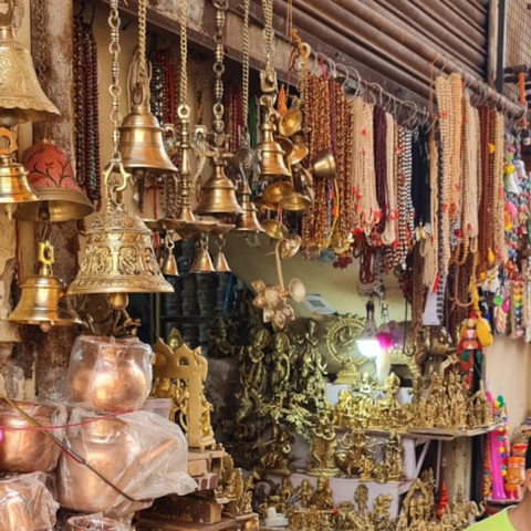 bells in the shop near temple