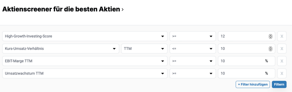 aktien-screener unterbewertete Aktien