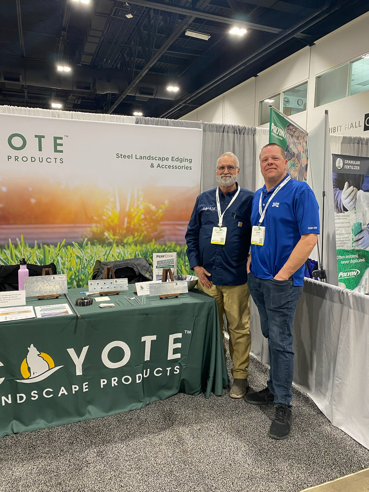 Coyote Landscape Products demonstrates steel garden edging at the progreen expo in denver colorado