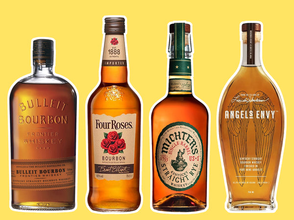 Bulleit Bourbon, Four Roses Bourbon, Michter's Straight Rye and Angel's Envy Bourbon