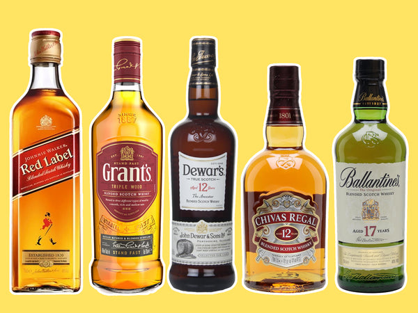 Johnnie Walker, Grant's, Dewar's, Chivas Regal, and Ballentine's Blended Scotch
