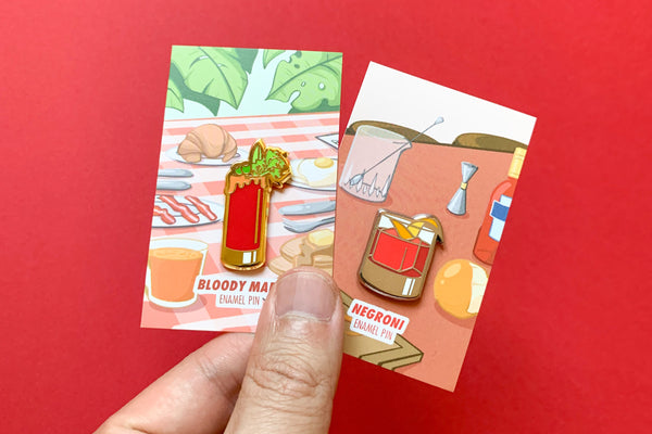 Bloody Mary & Negroni Cocktail Enamel Pins by Cocktail Critters