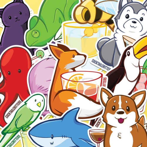 Animal Sticker Sheet 18 autocollants imperméables à leau