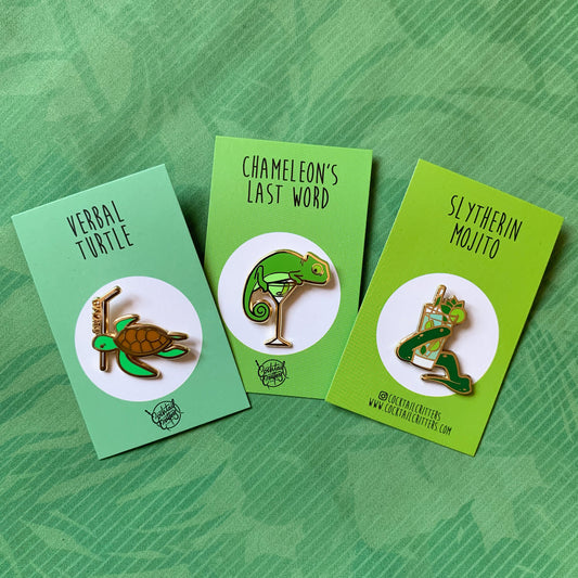 Cocktail Critters Turtle (No Straws) Enamel Pin