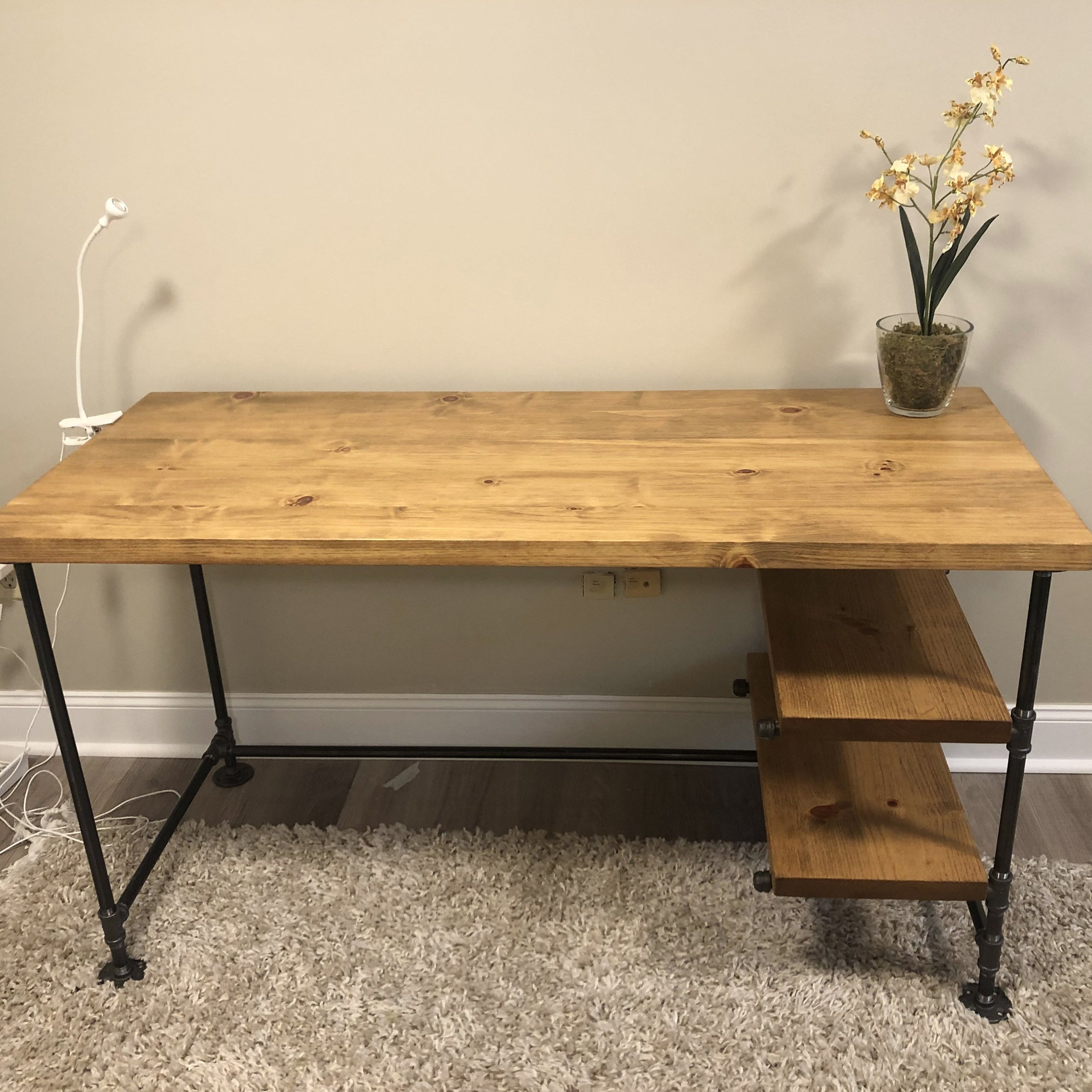 industrial shelving with desk