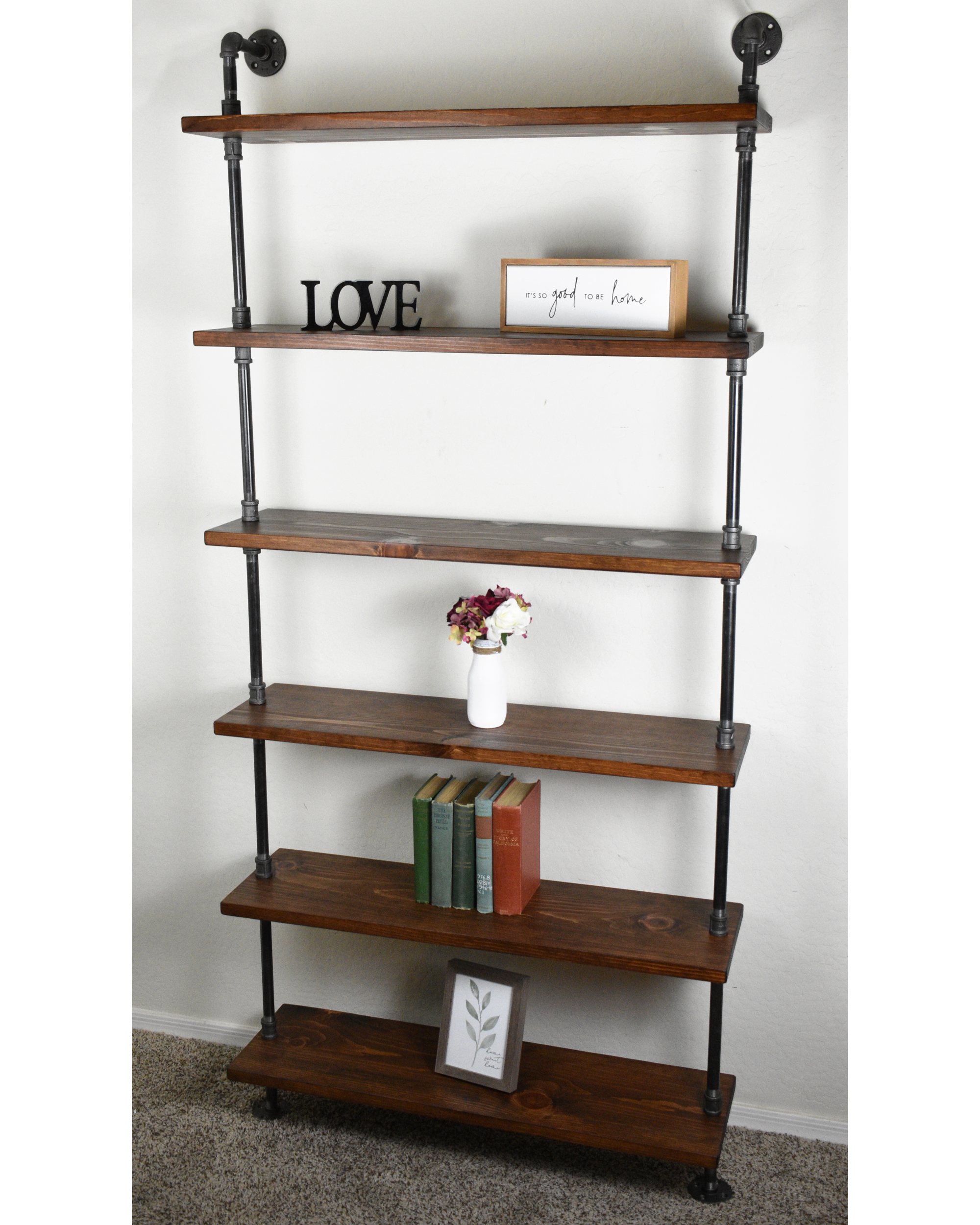 Modern Industrial Farmhouse Style Wall Mount Ladder Bookcase Jt Industrial Designs