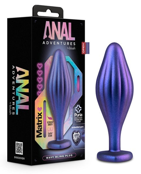 Anal Adventures Matrix - Wavy Bling Plug - Sapphire