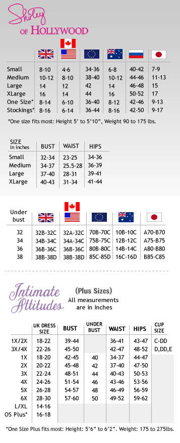 Shirley of Hollywood Size Chart